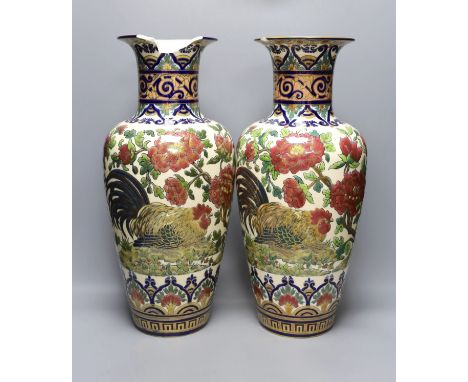 A large pair of Zsolnay Pecs vases - 50.5cm tall