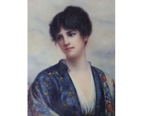 J. Kruger, oil on wooden panel, Portrait of a young lady, indistinctly signed, 24 x 18cm