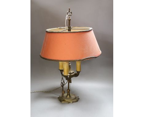 An Eastern brass converted lamp with attached snuffer