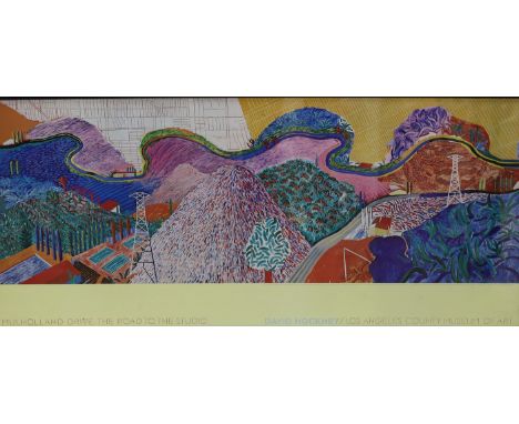 David Hockney, colour poster, 'Mulholland Drive, The Road to the Studio' Exhibition, 42 x 96cm