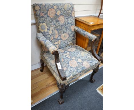 A 19th century Chippendale revival mahogany Gainsborough type chair, width 74cm, depth 72cm, height 107cm