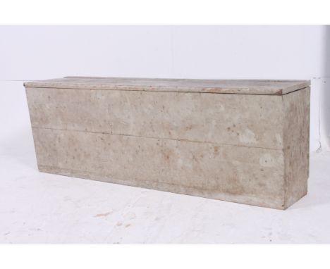 A 20th century shabby chic style pine painted trunk. 46x130x30cm