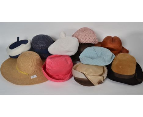A collection of ladies vintage hats to include weave and others etc
