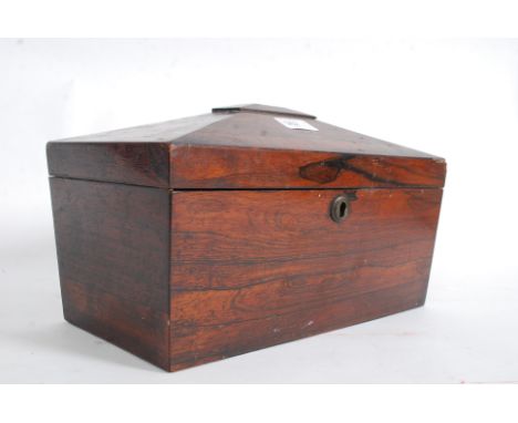 A 19th century Georgian rosewood sarcophagus top work box caddy
