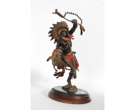 After R.J. Murphy - `Spirit of the Thunderbird`, a Franklin Mint cold painted cast bronze figure of a dancing Native American