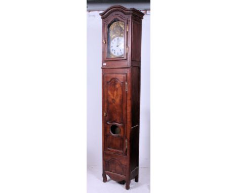 A 19th century French longcase / comptoise grandfather clock. The  white enamel, signed Cosse having stunning stamped brass s
