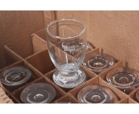 A set of new and unused vintage British Airways 1st class champagne glasses complete with logo's