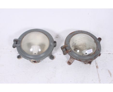 A pair of original vintage industrial bulkhead / work lights. Removed from the Douglas Motorcycle Factory in Bristol upon clo