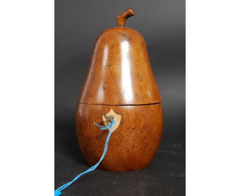 A 20th century Victorian style fruitwood tea caddy in the form of a pear