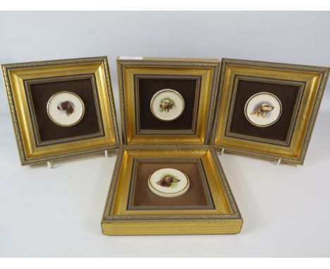 Four gold framed Pointers of London ceramic pictures, 6.5 by 6.5".