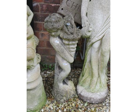 Reconstitued Weathered Stone Garden Water feature approx 28 inches tall. THIS ITEM IS TOO HEAVY TO POST AND IS FOR COURIER OR