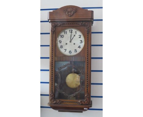 Junghans German made chiming wall clock in running order, 30" long