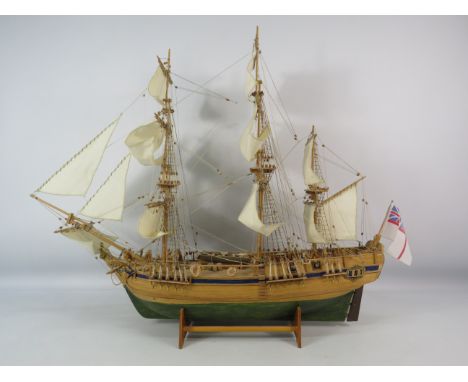 Large handmade model of the HMS Bounty, 25" tall &amp; 33" long. (PLEASE NOTE THERE IS NO IN HOUSE POSTAGE ON THIS ITEM)
