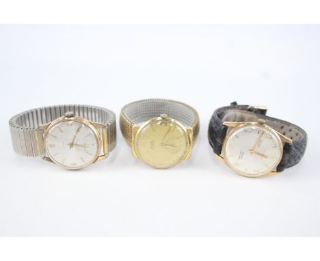 Mens Vintage Gold Tone Watches Hand-Wind Auto Avia De Luxe Working x 3 407796
