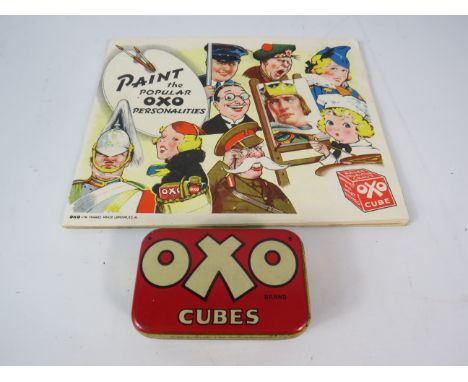 Vintage OXO tin and a Paint the oxo personalities booklet.