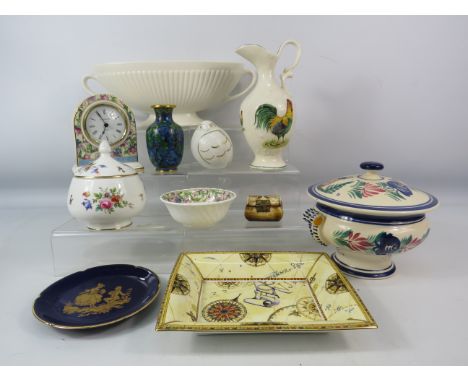 Good mixed ceramics lot to include Minton, Wedgwood, Limoge, Quimper etc plus a small cloisonne vase.