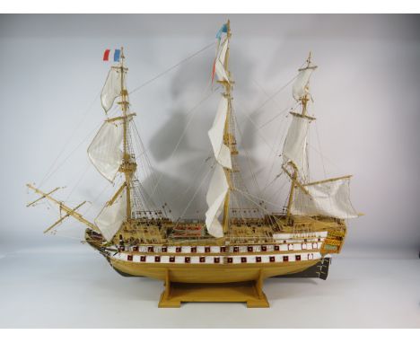 Large handmade model of the french ship LeSuperbe, 33.5" tall and 43" long. (PLEASE NOTE THERE IS NO IN HOUSE POSTAGE ON THIS