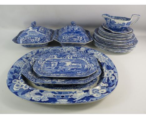 23 pieces of Spode blue Italian dinnerware plus a large vintage meat plate.