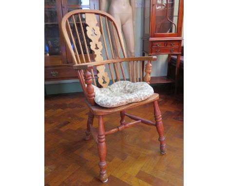 Vintage Windsor chair, 40" tall and 21" wide.