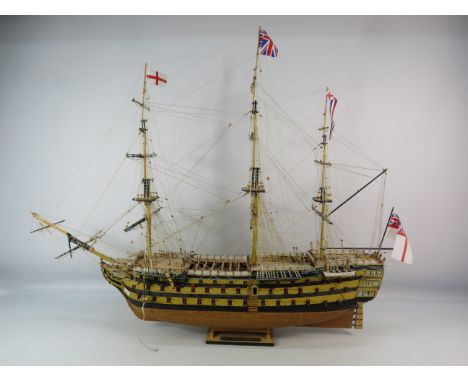 Large handmade model of HMS Victory, 31.5" tall &amp; 40" long. (PLEASE NOTE THERE IS NO IN HOUSE POSTAGE ON THIS ITEM)
