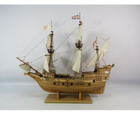 Handmade model of the Mayflower, 24" tall and 28" long. (PLEASE NOTE THERE IS NO IN HOUSE POSTAGE ON THIS ITEM)