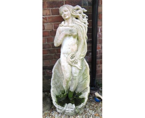 Very Large Reconstituted Stone Statue with Bird Bath base. Measures approx 54 inches tall. THIS ITEM IS TOO HEAVY TO POST AND