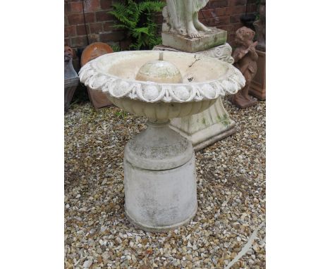 Recontsituted Marble Effect Stone Water feature which measures approx 28  inches tall in three pieces. See photos. THIS ITEM 