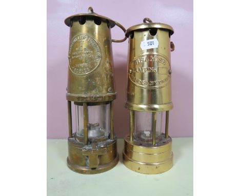 Eccles type 6 miners lamp plus a reproduction beamish miners lamp. 10" tall