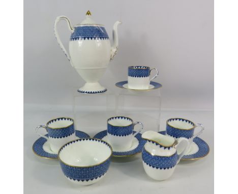 Vintage Wedgwood china part coffee set, 11 pieces in total (hairline to the sugar bowl)