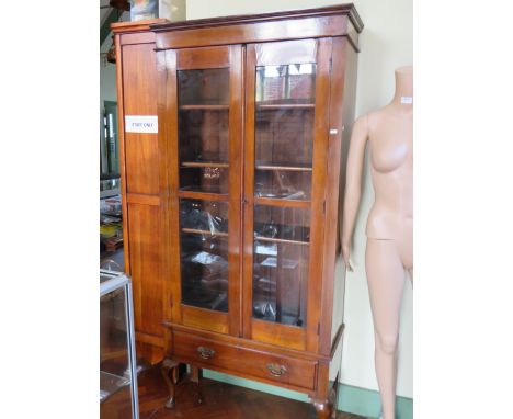 Vintage Glazed Bookcase with drawer under. Working lock and key. Good order Measures approx 7 x33 x 12 inches. 