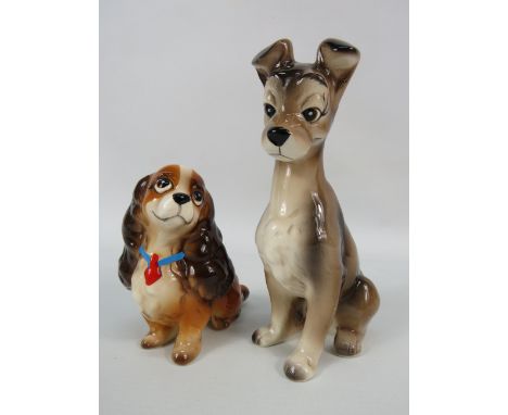 Vintage Disney Japan Figurines of Lady and The Tramp, 6" tall.