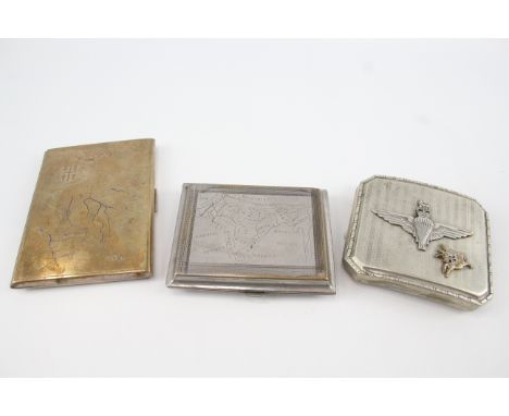 Cigarette Cases Inc. WW2 Military Interest Parachute Regt. Insignia POW x 3 486420