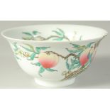 A CHINESE FAMILLE ROSE PORCELAIN PEACH BOWL, 15.5cm diameter.