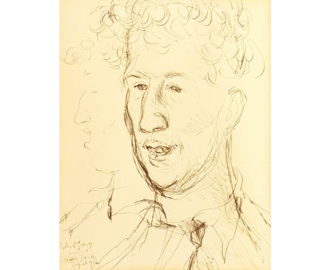 Ronald Searle (1920-2011) Portrait of Robert Graves, July 26th, 1950 signed, dated, and inscribed (lower left) pen and ink 22