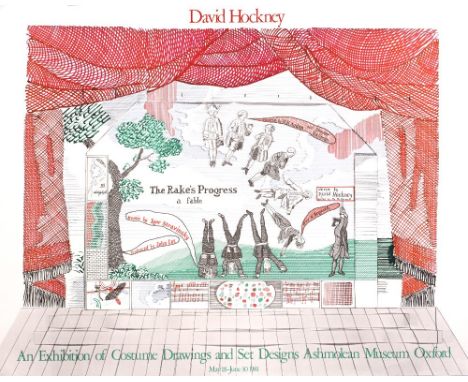 After David Hockney (b.1937) 'Exhibition of Costume Drawings and Set Designs Ashmolean Museum Oxford', 1981 lithograph poster