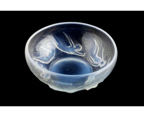 Rene Lalique (1860-1945)  'Ondines' bowl opaque glass  model no.381, etched 'R. Lalique, France'  19.7cm diameter.