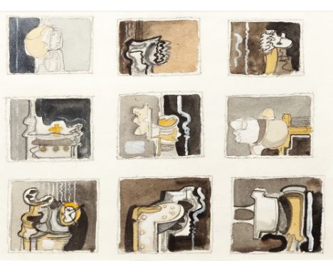 David Carr (1915-1968)  Eighteen sketches for engine series, circa 1959 on two sheets pencil and watercolour 20cm x 24cm (2).