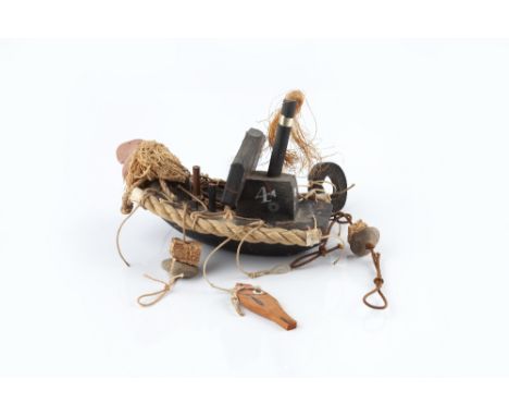 John Maltby (b.1936)  'The Seafarer' mixed media, wood and ceramic  signed  15cm across.