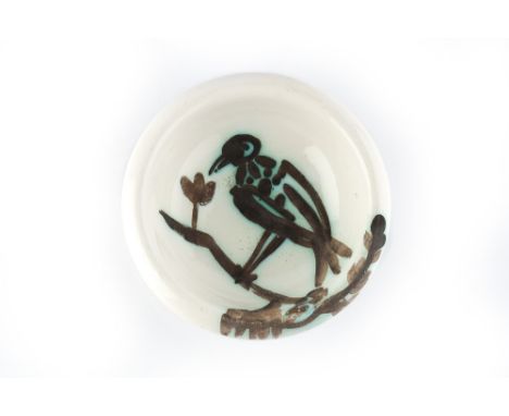 Pablo Picasso (1881-1973) at Madoura Pottery Oiseau sur la branche (A.R. 175) white earthenware ceramic bowl stamped and mark