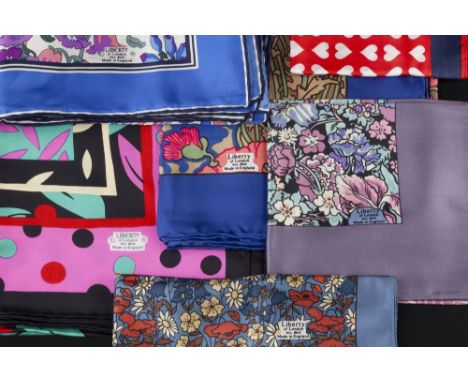 Liberty A collection of silk and fabric scarves various designs and colourways the largest scarf 89cm long (19).