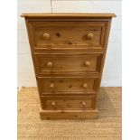 A pine four drawer chest of drawers (H86cm W54cm D45cm)