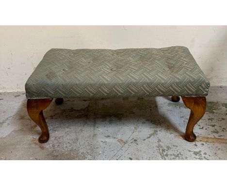 A button tufted green upholstered foot stool 