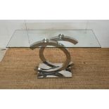 A glass console table with chrome CC design (H58cm W120cm D38cm)