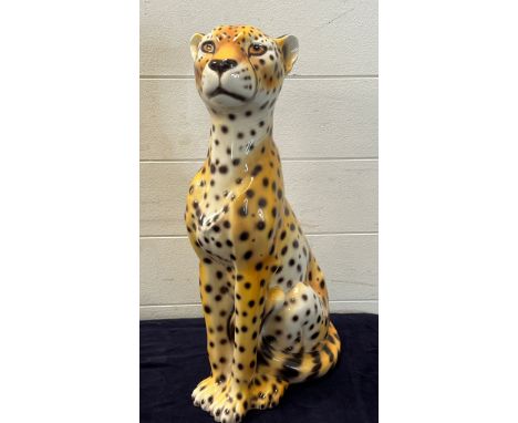 A leopard ceramic statue, sitting (H47cm)