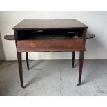 A mahogany desk on tapering legs (H84cm W84cm D62cm)