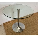 A glass and chrome circular table (H73cm Dia80cm_