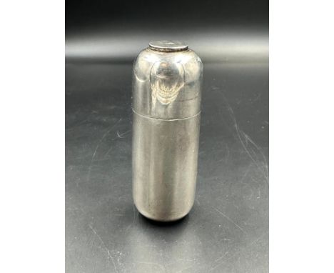 A silver canister style hip flask, marked JLC to base and hallmarked for Birmingham 1939