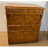 A walnut veneer Escritoire or secretaire (H125cm W100cm D51cm)