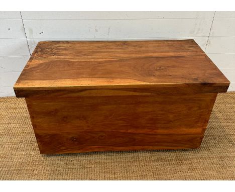A contemporary hardwood trunk or storage box (H50cm W96cm D48cm)