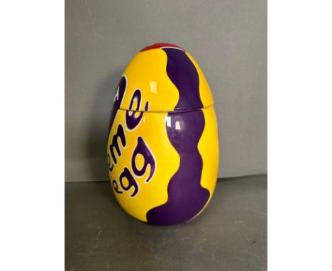 A ceramic Cadburys Cream Egg cookie jar 
